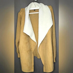 Sienna and Sage Shearling Suade Open Cardigan Size 2XL